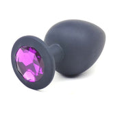 Black Silicone Anal Plug Large with Purple Diamond Default Title > Anal Range > Jewel Butt Plugs